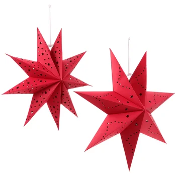 2 Gab Ziemassvētku Dekori Laternu Deviņi-norādīja Zvaigzne Origami Laternas, Sadzīves Papīra Rotājumi Rotājumi