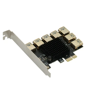 PCIE 1 Līdz 7 Stāvvadu PCIE Portu Reizinātājs USB3.0 Stāvvadu PCI Express X16 Adapteri PCI-E 1X, Lai 16X Kartes Stāvvadu Video Kartes BTC Ieguves