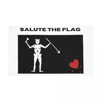 Salūts Melns Karogs, Karoga Double Sided Āra Banner Mūsu Karogs Nozīmē Nāvi Poliestera Karājas Apdare 90x150cm