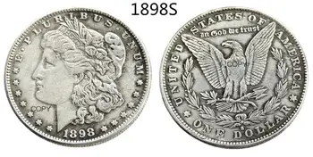 MUMS 1898-S Morgan Dolāra Sudraba Pārklājumu Kopēt Monētas