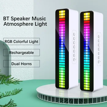LED Krelles, Ritmu, Gaismu BT Skaļrunis ar Dual Ragi Krāsains Skaņas-jutīga Mūzikas Atmosfēru Gaismas Skaņas Lodziņā Audio Spektra Gaismas