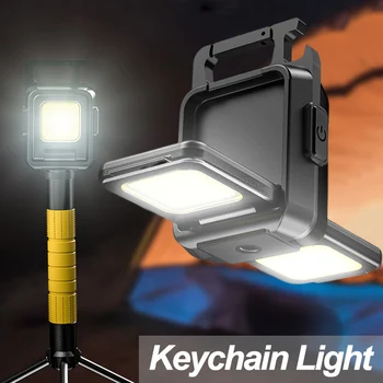 Mini LED Kabatas Lukturīti, USB Uzlādējams Keychain Lukturi Daudzfunkcionāls COB Darbi Gaismas Āra Kempings Zvejas Lāpu