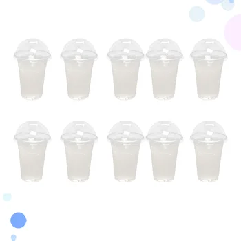 50 Gab. Plastmasas Vienreizējās Lietošanas Krūzes Vienreizējās Lietošanas Skaidrs, Sula, Ledus Kafijas Krūze Piena Tējas Dome Vāki
