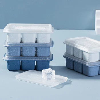3pcs Pārtikas Klases Kvadrāta Formas Ledus Kubiņu Silikona Veidnē Augļu Ice Cube Maker 6 Režģu Ledus Virtuves Paplātes Bāra Virtuves Bāra Piederumi