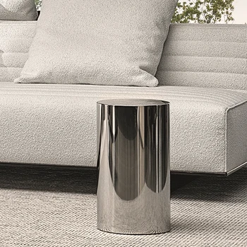 itālijas minimālu cilindru kafijas galda luksusa metāla, tērauda apaļa pusē galdi viesistaba mūsdienu