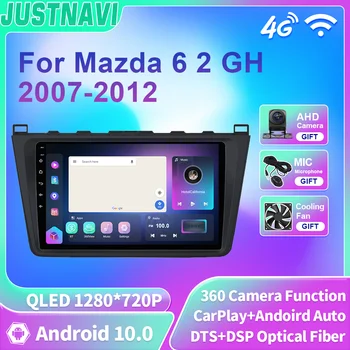 JUSTNAVI Auto Radio Android 10.0 Priekš Mazda 6 2 GH 2007. līdz 2012. gadam, Stereo Multimedia Player Carplay Auto Navigācijas DSP GPS IPS Nē 2 din