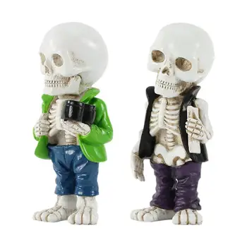 Halloween galvaskausa rotājumi Sveķu Mini Skelets Rotājumu Skelets Statuetes Galvaskausa Briesmīgs Ornamenti, Instrumentu Paneli, Galda Dekori