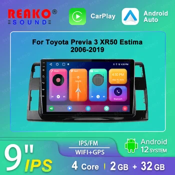 REAKO Android Auto Auto Stereo Radio Toyota Previa XR50 3 III Estima 2006-2019 GPS Multivides Video Atskaņotājs Carplay Autoradio
