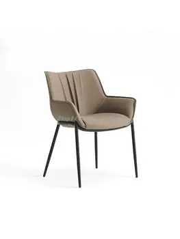 Ādas minimālisma ēdamistabas krēsls dizainera vadībā ar nolīgto aizmugurējais roku balsts, grāmatu galds un krēsls modernā gadījuma krēslu mērci