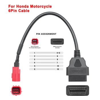 OBD Motociklu Kabeļu Honda 6 Pin Plug Kabeli Diagnostikas Kabeli 6Pin uz OBD2 16 pin Adapter