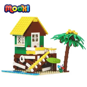 MOOXI Saimniecības Seaside Cottage Būda Kokosriekstu Modelis DIY Bloķēt Izglītības Rotaļlieta Bērniem, Dāvanu Ēka, Ķieģeļu Apkopot Daļas MOC3009