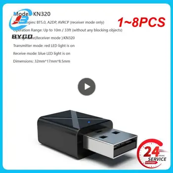 1~8PCS 5.0 Bluetooth Audio Uztvērējs, Raidītājs Mini 3,5 mm AUX Jack Stereo Bluetooth Raidītāju TV PC Auto USB Bezvadu