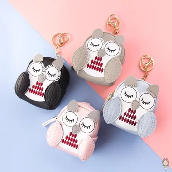 Korejas Cute Pūce Monētas Somiņas Modes Mini Auto Atslēgu Maki Kawaii Mazās Somiņas Monēta Maku Keychains Kulons Smieklīgi Maisā Dāvanas