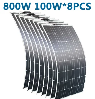 100w 200w 12v pārnēsājamās Saules Panelis Elastīgi 16V 800W plāksnes ŠŪNAS silīcija Monokristālu