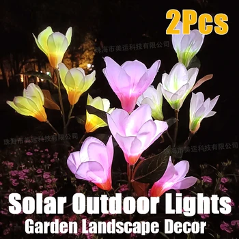 2gab Ārā Saules Gaismas Pagalmu Ūdensizturīgs Villa Dārza Ainavu Apdare, LED Zālienu Grīdas Seguma Magnolijas Ziedu Lampas