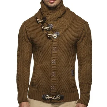 Vīriešu Jaka Džemperis Rudenī Un Ziemā, Jaunu Augsto Kaklu Pogu Modes Gadījuma Plus Lieluma Džemperis