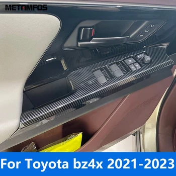 Toyota bz4x 2021 2022 2023 Oglekļa Šķiedras Logu Pacēlāja Slēdzis Vāciņu Apdares Iekšpusē Roku balstu Rāmja Uzlīme Piederumi Car Styling