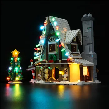 Saderīgs ar 10275 Ziemassvētku Elf Kluba LED Apgaismojums DIY Ierīču Modelis Klasisks Rotaļu Pieaugušo Savākt Bērniem Puzzle Izstādi Dāvanu
