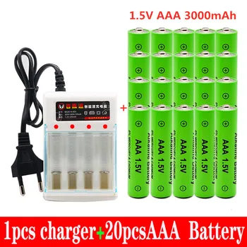 100%Jauns Oriģināls AAA Bateriju Akumulators AAA1.5V 3000mAh Uzlādējams Alcalinas Drummey+Lādētājs Skuveklis Pulksteņa Akumulators