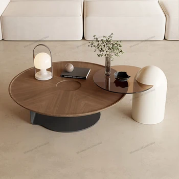 Itālijas minimālisma apļveida kafijas galda kopā dzīvojamo istabu mājas high-end gaismas luksusa mūsdienu dizaineru radošā tējas galda