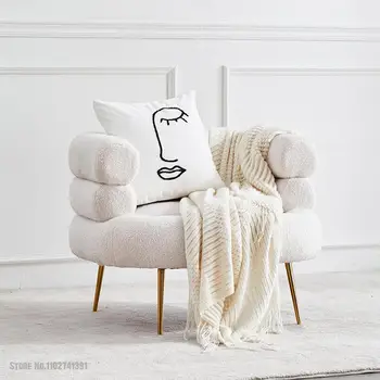 Tualetes Krēslu, Viesistaba, Dīvāns Dzīvojamā Istabā, Gaismas Luksusa Ziemeļvalstu Mākslas Ziemeļvalstu Krēslu Dizains Lambswool Viena Dīvāna, Krēsla Butaca