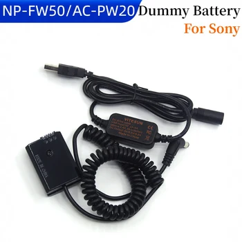 USB DC Kabelis+AC-PW20 NP FW50 Lelli Akumulators Sony ZV-E10 RX10 A7II A7RII A7M2 A5000 A6000 A6500 A6300 A7000 A33 A55 A37 NEX-F3