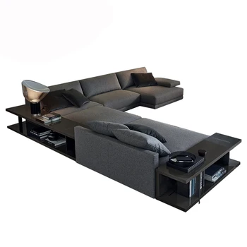 Luksusa dizaina itāļu mūsdienu mēbeļu L formas auduma dīvānu komplekts minimālisma stūra dīvāns dzīvojamā istabā frekvencēs dīvāns dīvāns