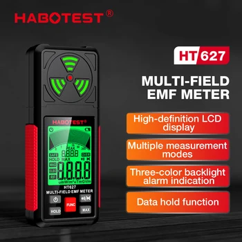 HABOTEST HT627 Elektromagnētiskā Lauka Starojuma Detektoru Testeris EMF Metru Daudzfunkcionāls Portatīvie Radio Frekvenču Brīdināt Mērītājs