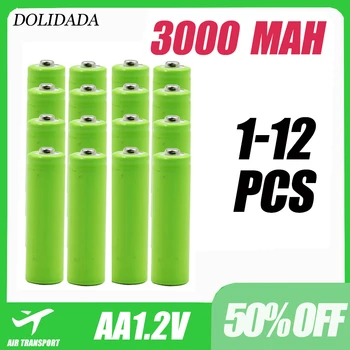 1~12PCS 100% Oriģināls AA 3000 MAh 1.2 V Kvalitātes Akumulators 3000 MAh AA Ni-MH 1,2 V 2A Akumulators