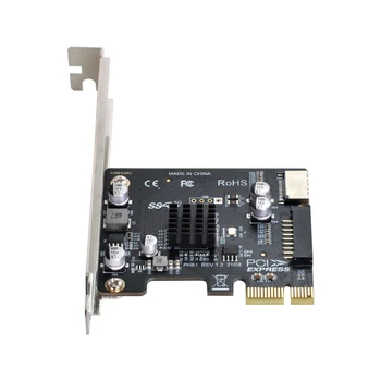 Cablecc 5Gbps Tips-E USB 3.1 Priekšējā Paneļa Ligzdas & USB 2.0 PCI-E 1X Express Card VL805 Adapteris Mātesplati