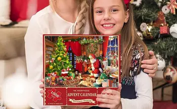 Ziemassvētku Atpakaļskaitīšanas Mīklas 1008 Gabalu Santa Pārsteigums Puzzle 24 Dienas Atpakaļskaitīšanas Kalendāra Ganāmpulka Stuffer Ziemassvētku Dāvana