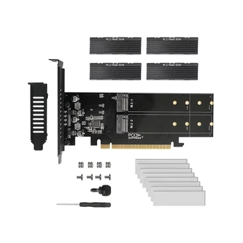 PCIe, Lai M2 Adaptera Karti, PCIE X16 4) Ostas M2 NVME M Taustiņu SSD Pievienot uz Kartes PCI Express Paplašināšanas Karti ar Heatsink