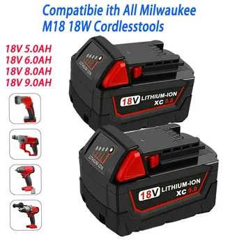 Īpašais piedāvājums 18V 9.0 Ah Sākotnējā Litija Jonu Akumulators ir Piemērots Milwaukee M18 elektroinstrumentus 48-11-1815 48-11-1850 48-11