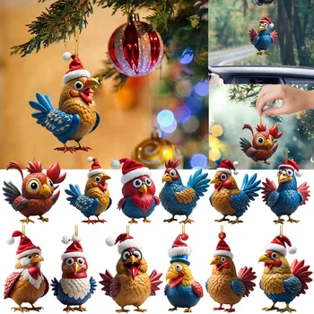 1PC Jauno radošo cute dzīvnieku Vistas Ziemassvētku kulons Ziemassvētku putnu auto karājas mājās Ziemassvētku eglītes rotājumi