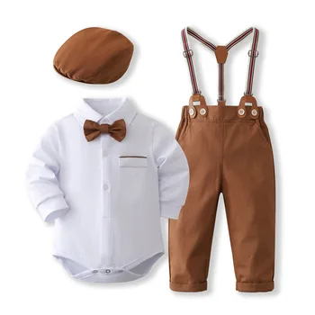Bērnu Kostīmi Jaundzimušo Zēnu Drēbes Romper + Veste + Cepure Oficiālu Apģērbs, Apģērbs Puses tauriņu Bērnu Dzimšanas dienas Kleita Jauns Dzimuši 0 - 2Y