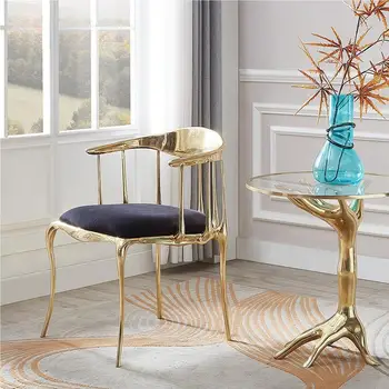 Mūsdienu gaismas luksusa dizaineru tīra vara dzīvojamā istaba, ēdamistaba krēsla roku balstu galda krēsls villa club modeļa numurs viena atpūtas krēsls
