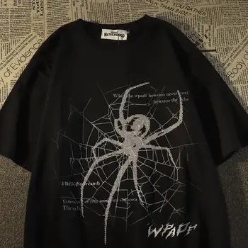 2023 Jaunu Ielu Personību Retro Gadījuma Spider Drukāt Grafiskais T-krekls Vasaras Sieviešu un Vīriešu Tendence Zaudēt Pāris Īsām Piedurknēm