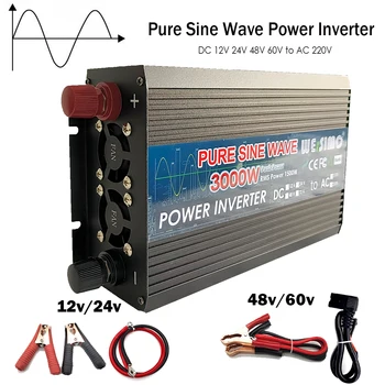 Karstā Pure Sine Wave Inverter 4000W 3000W 2000W 1000W 12V 24V 48V 60V DC to AC 220V Strāvas RV Converter Off-Grid