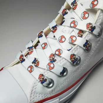 150cm Super Mario kurpju šņorēm Karikatūra Pikachu Mario Bros Piederumu Iespiesti Grafiti Piemērots Baltas Kurpes Sneaker kurpju šņorēm
