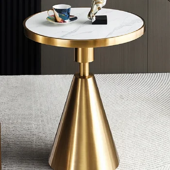 Mūsdienu minimālisma mazo vienību nerūsējošā tērauda gaismas luksusa sadzīves apaļā galda kustamo dīvāns stūra galds