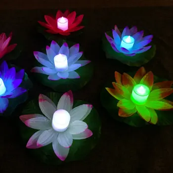 LED Nakts Gaisma Lotus Mākslīgo Peldošo Lotus Lampas Viltus Ūdens Lilija Lotosa Ziedu Dārzā ir Baseins, Dīķis, Strūklaka Jardin Dekoru 18-28cm