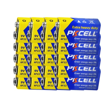 20PCS PKCELL 9V Baterija 6F22 Oglekļa Cinka Super lieljaudas Baterijas 6F22 Skatīties Pulksteni Automašīnas Elektronisko Termometru