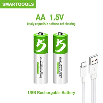 USB Lādējamu 1,5 V AA 2600mWh Li-ion Akumulatoru, Tālvadības pults, Peles, Mazs Ventilators Rotaļlietu Elektriskais Skuveklis + C Tipa Kabeli