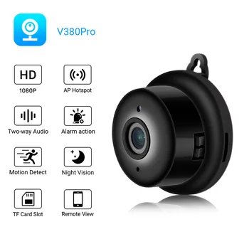 Mini Wifi IP Kamera HD 1080P Bezvadu Iekštelpu Kamera Nightvision divvirzienu Audio, Kustības detektors Baby Monitor V380