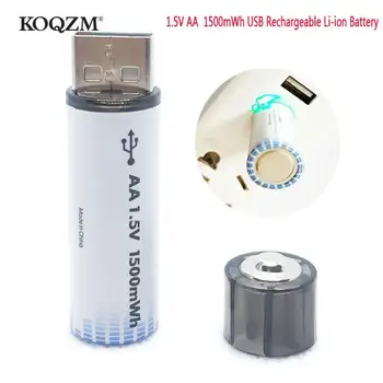 1pc 1,5 V AA Baterijas 1500mWh USB Uzlādējams Li-ion Akumulatoru, Tālvadības pults, Peles Maziem Ventilatora Elektriskās Rotaļlietas Baterijas HighCapacity