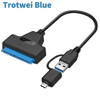 2-1 Tips-C USB 3.0 SATA Adapteri Portatīvo USB, Lai Serial ATA 22pin Converter for 2.5