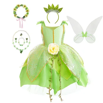 Meitenes Lāpīt Bell Kostīms Helovīna Kostīms Bērniem Zaļā Tinkerbell Iedomātā Kleita Pasaku Princese Cosplay Karnevāla Puse 2-10Y