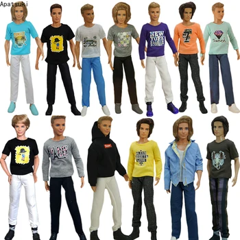 Multi-krāsu 1/6 Lelle Drēbes noteikti Ken Zēns Lelle, Apģērbs, T-krekls, Veste pelēkā vārna Bikses Bikses Barbie Draugs Ken Piederumi