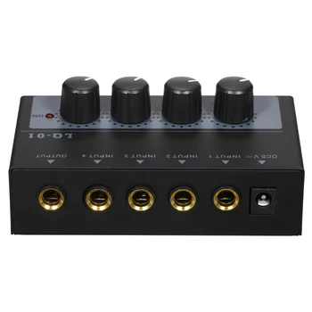 Mikseris Ultra Low Noise 4 Kanālu Mikseris 4 Ieejas 1 Izeja DC 5V Portatīvie Mini Audio Mikseri, Mikrofonu, Ģitāru, Basu Tastatūras Maisītāji