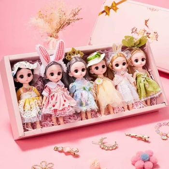 6 Gabali Komplekts Princese ar Kleitas Meitenēm Princese Rotaļlietas Maza Princese Skaitļi Miniatūras